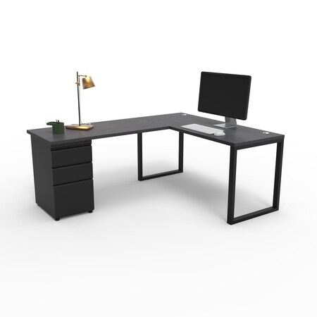 We'Re It Connect It L-Shaped Desk, 77 in D X 30 in H, 66 in W X Thermally Fused Laminate DI66304824L1BBF-BLK-6307